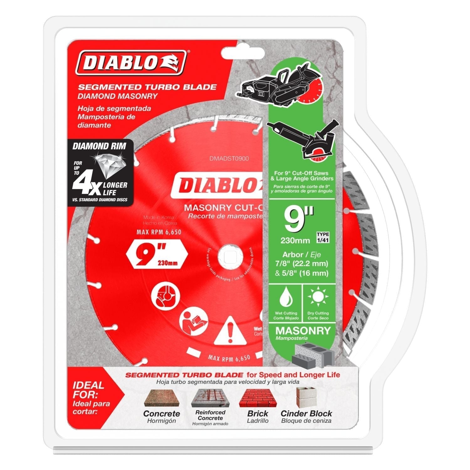 Diablo DMADST0900 9 in. Diamond Segmented Turbo Cut-Off Discs for Masonry