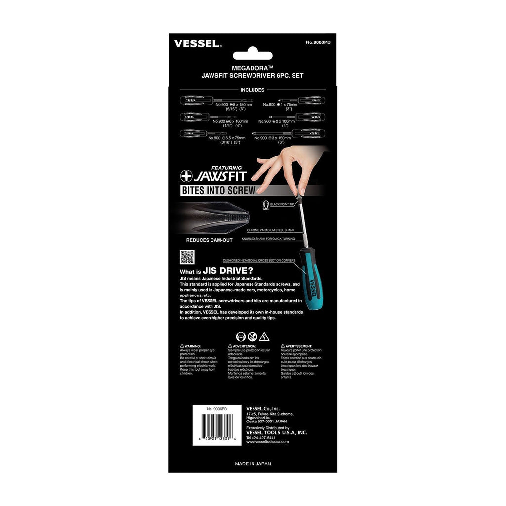 Vessel 9006PB MEGADORA Screwdriver 6-Piece Set