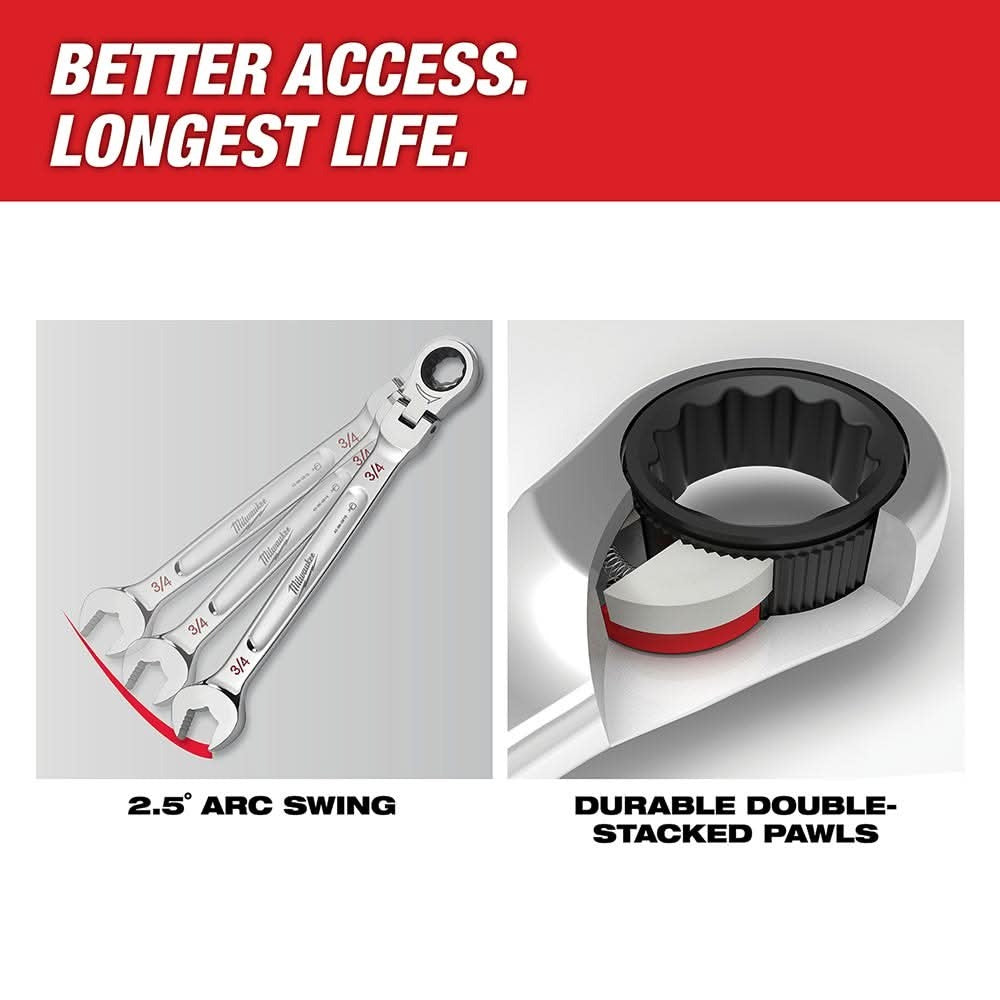 Milwaukee 45-96-9624 24MM Flex Head Ratcheting Combination Wrench