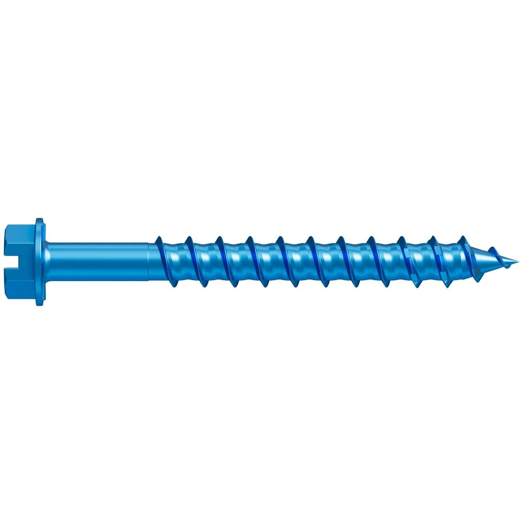 Simpson Strong-Tie TNT25214H Titen Turbo, 1/4-in. x 2-1/4-in. Hex-Head Concrete and Masonry Screw, Blue, 100-Pack