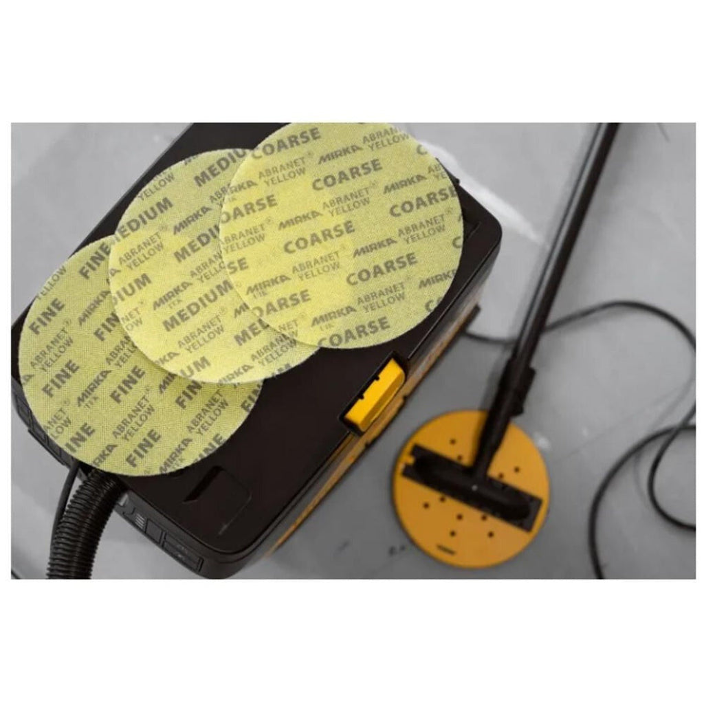 Mirka Abranet Yellow 9-in. Medium Abrasive Sanding Discs, 20-Pack for Walls and Ceilings (AY-223-M)
