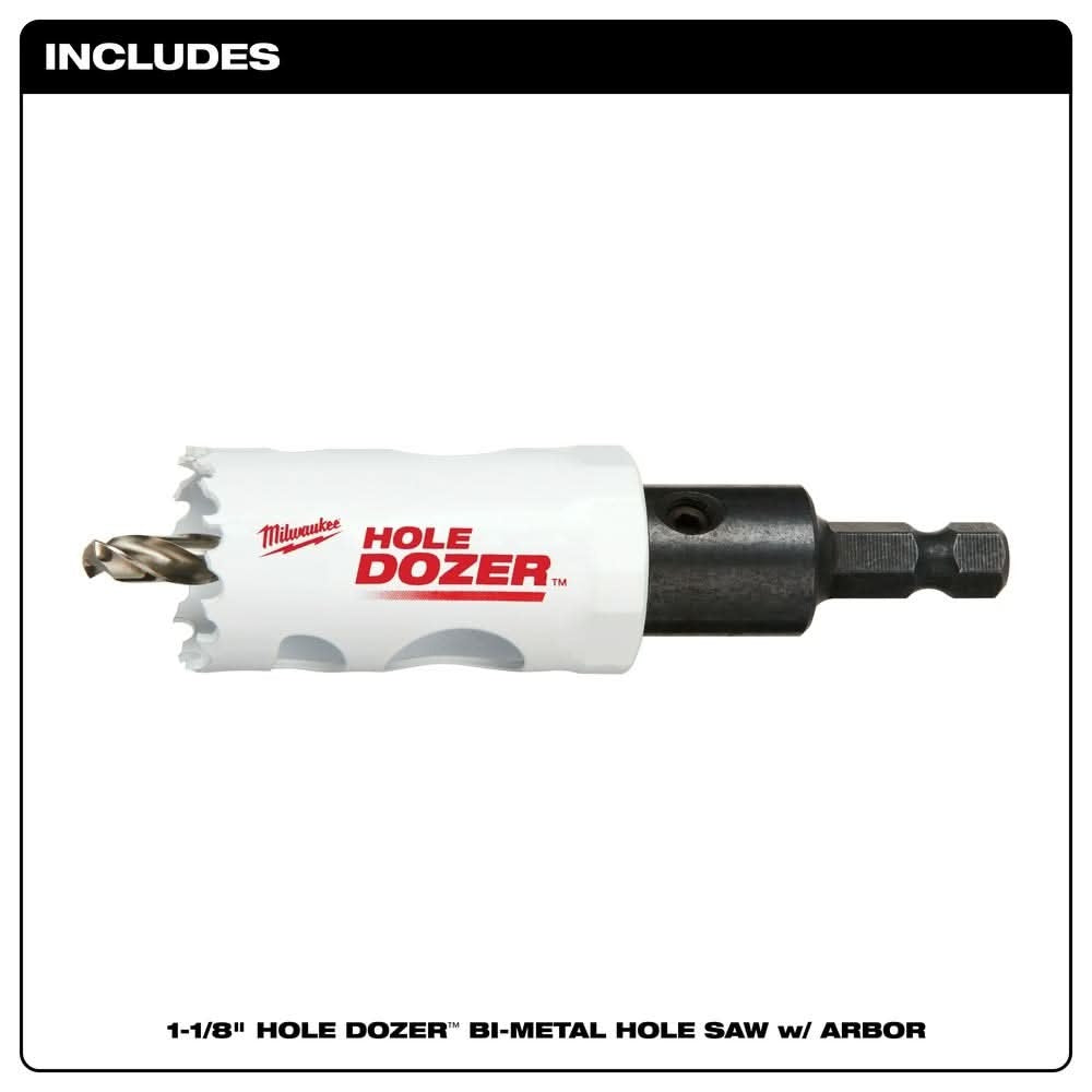 Milwaukee 49-56-9663 1-1/8-Inch Hole Dozer Bi-Metal Hole Saw with Arbor
