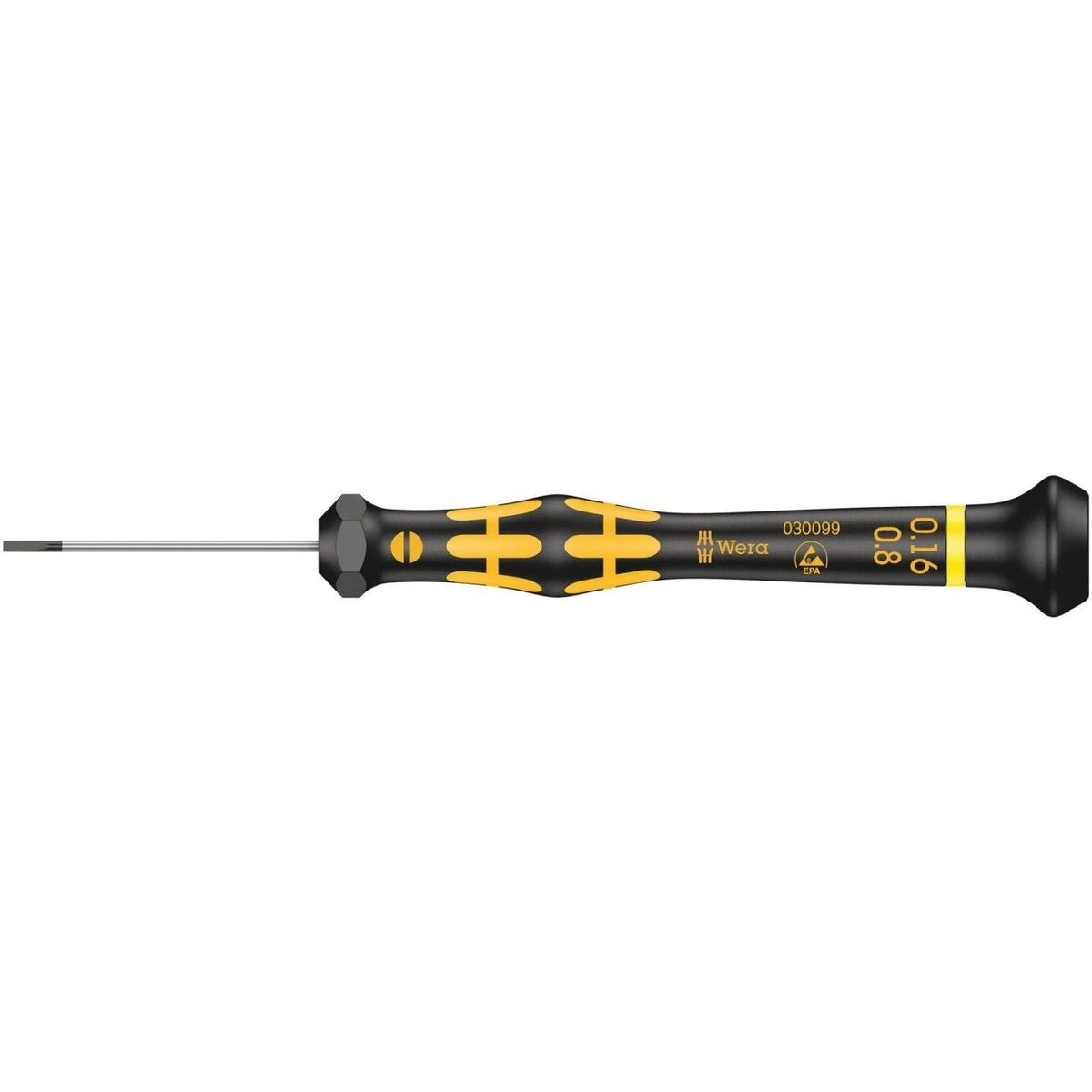 Wera 1578 A Esd Kraftform Micro Screwdriver For Slotted Screws, 0.16x0.8x40-mm.