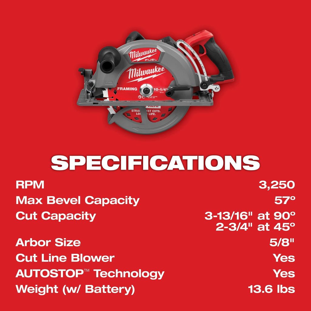 Milwaukee M18 FUEL 10-1/4-in. Rear Handle Circular Saw FORGE 12.0Ah Kit (3026-21HD)