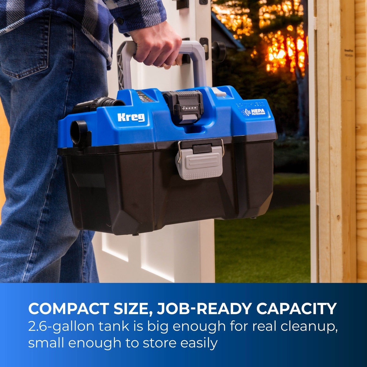 Kreg 20V 2.6 gal. Cordless Wet/Dry Vacuum with HEPA, Tool Only (KPTWDV026B)