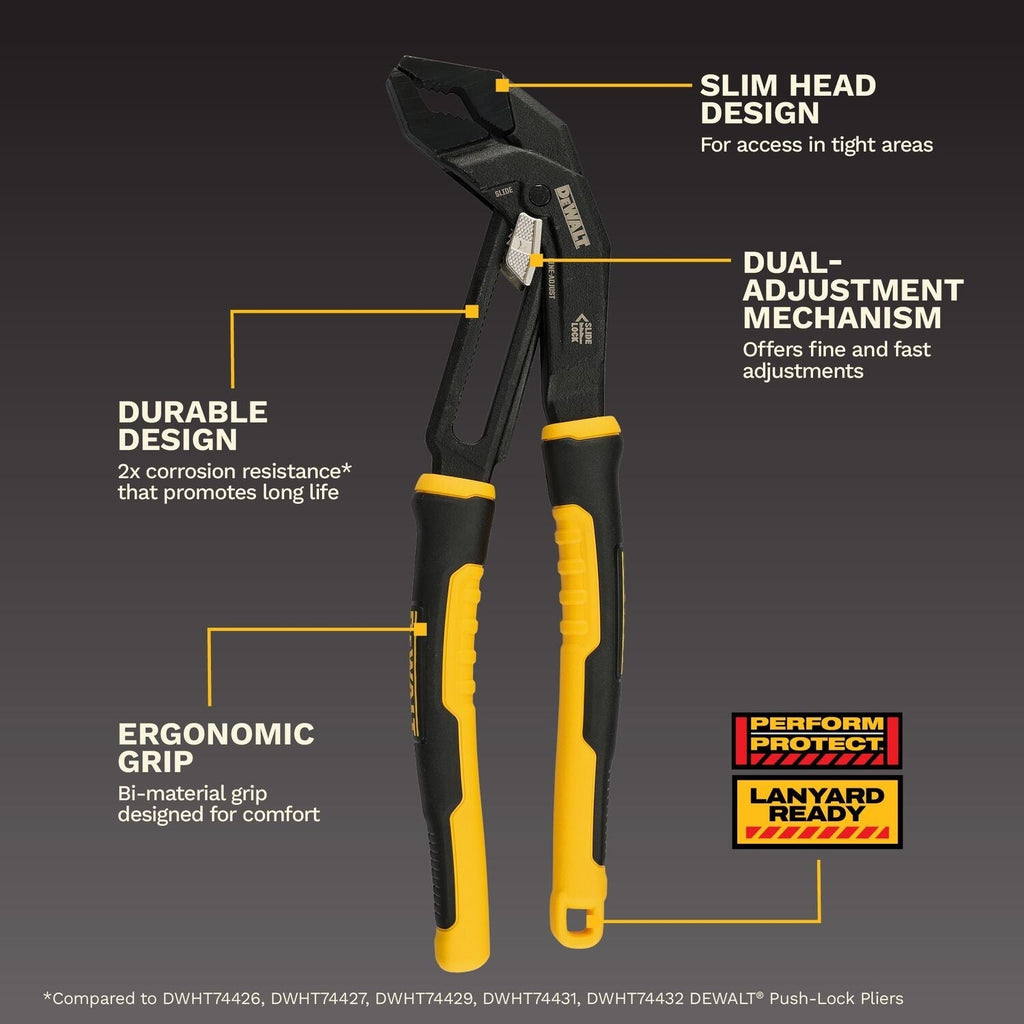 DeWALT DWHT82823 12-in. Slidelock V-Jaw Pliers