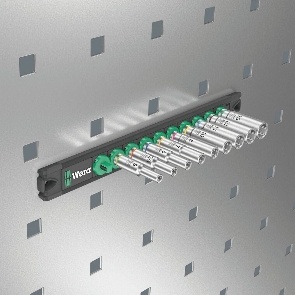 Wera Magnetic Socket Rail A Deep 1 Socket Set, 1/4-in. Drive, 9-Pieces