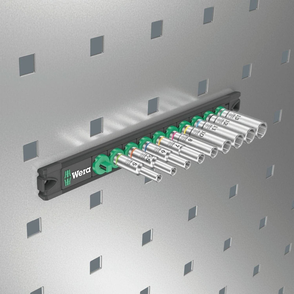 Wera Magnetic Socket Rail A Deep 1 Socket Set, 1/4-in. Drive, 9-Pieces