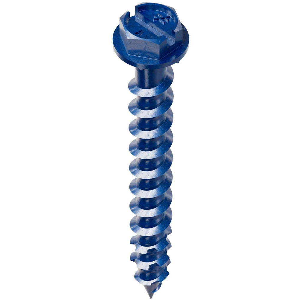 Simpson Strong-Tie TNT18134HC8 Titen Turbo, 3/16-in. x 1-3/4-in. Hex-Head Concrete and Masonry Screw, Blue, 8-Pack