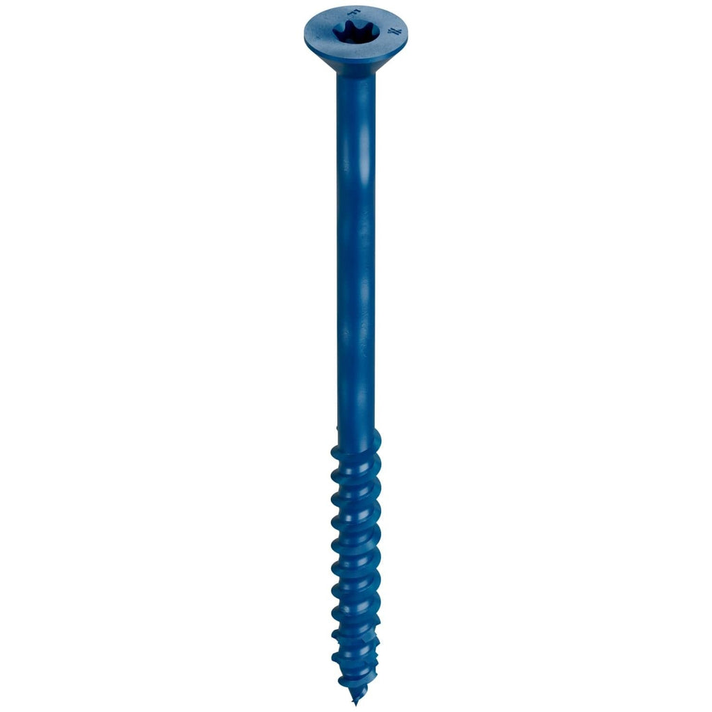 Simpson Strong-Tie TNT25400TFC25 Titen Turbo, 1/4-in. x 4-in. 6-Lobe Flat-Head Concrete and Masonry Screw, Blue, 25-Pack