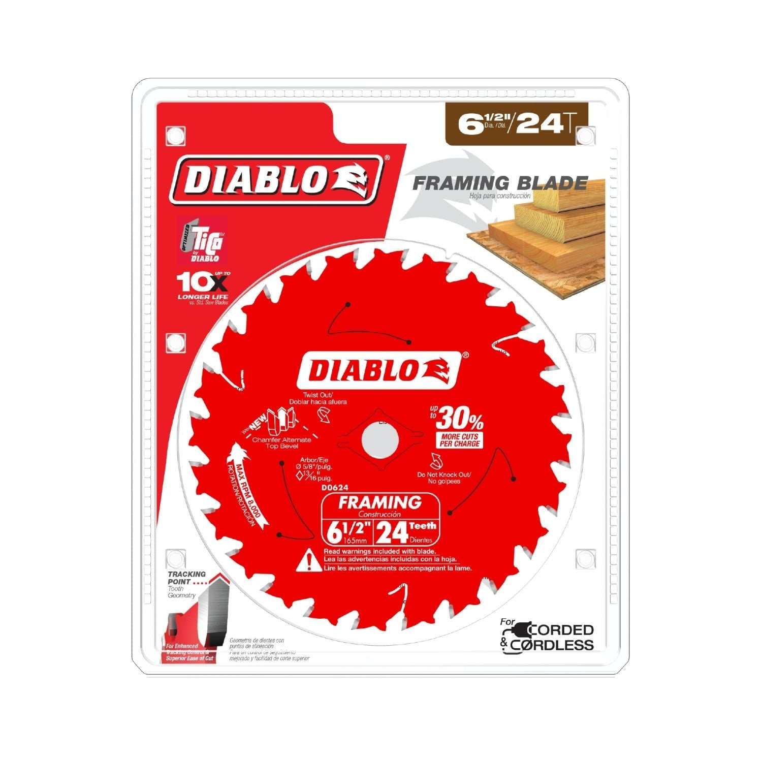 Diablo D0624A 6-1/2-in. x 24-Teeth Framing Saw Blade for Wood