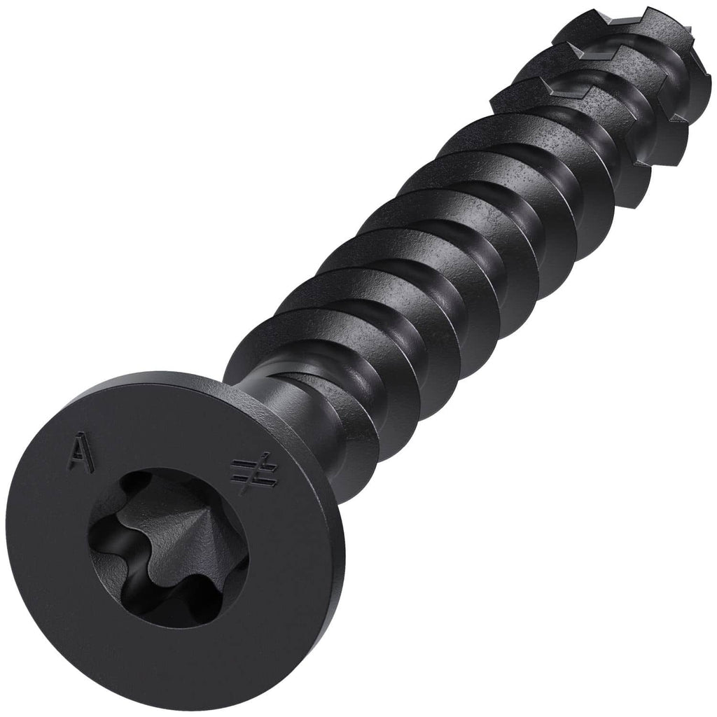 Simpson Strong-Tie TNTBL18134TF Titen Turbo, 3/16-in. x 1-3/4-in. 6-Lobe Flat-Head Concrete and Masonry Screw, Black, 100-Pack
