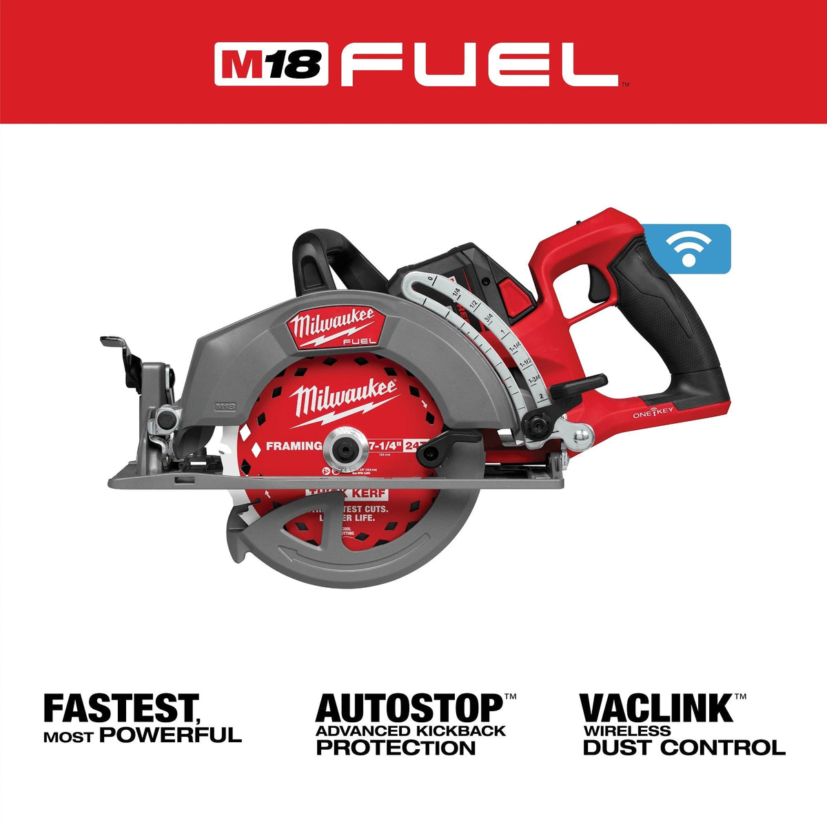 Milwaukee 2931-21HD M18 FUEL 7-1/4-in. ONE-KEY Rear Handle Circular Saw 12.0Ah Kit