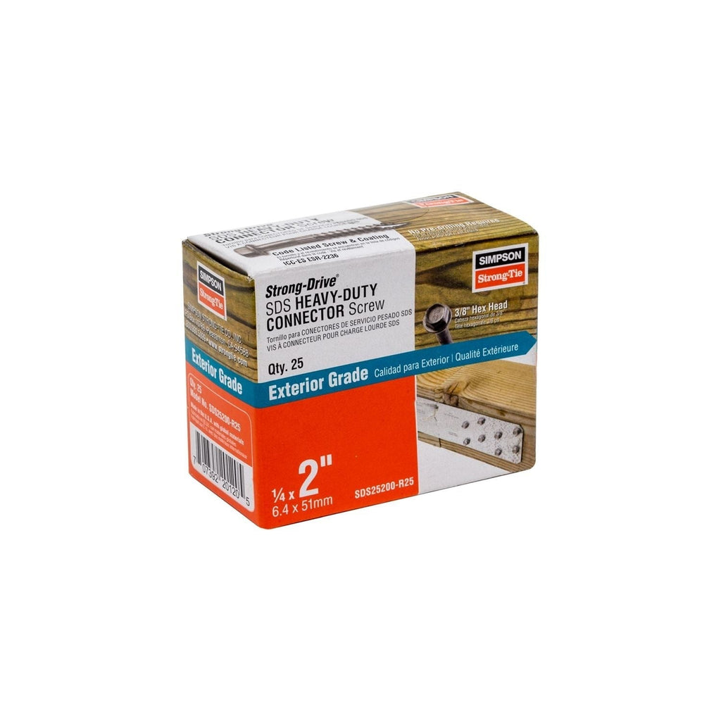 Simpson Strong-Tie SDS25200-R25 Strong-Drive SDS HEAVY-DUTY CONNECTOR Screw, 1/4-in. x 2-in. DB Coating, 25-Pack
