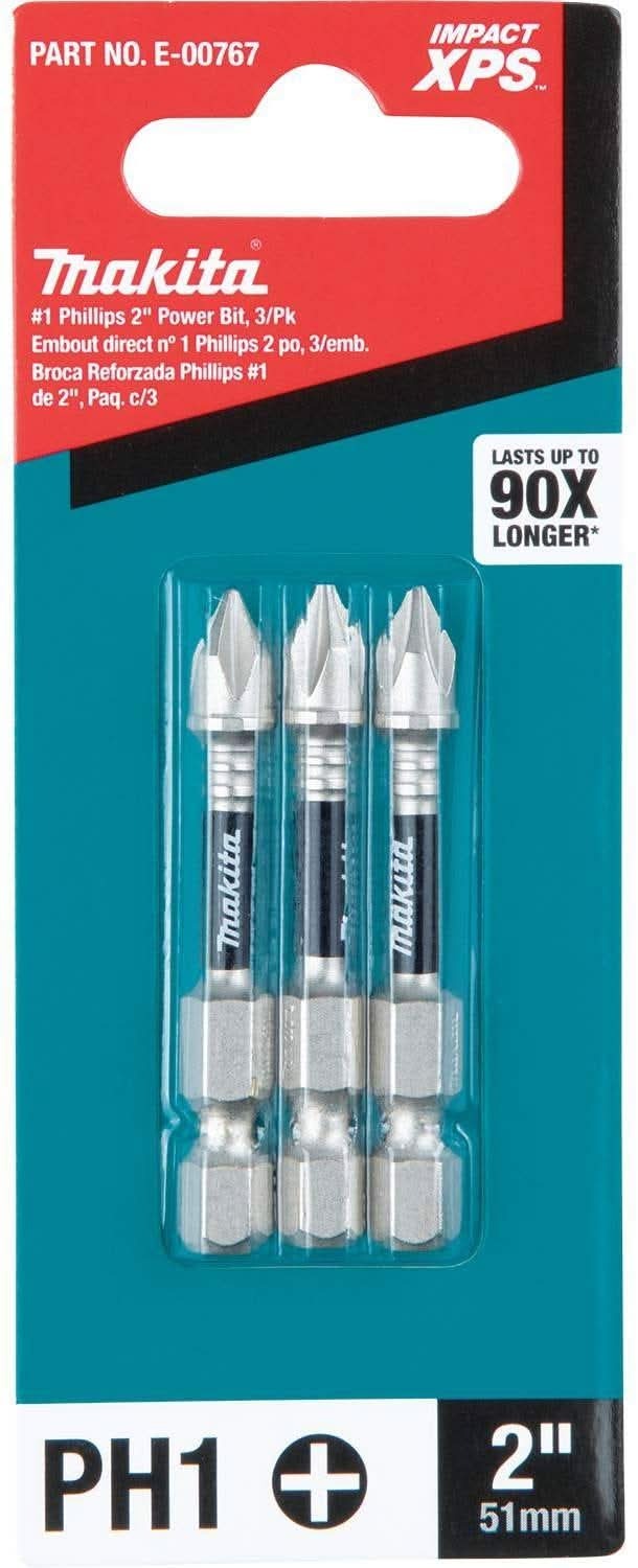Makita E-00767 Impact XPS #1 Phillips 2" Power Bit, 3/pk