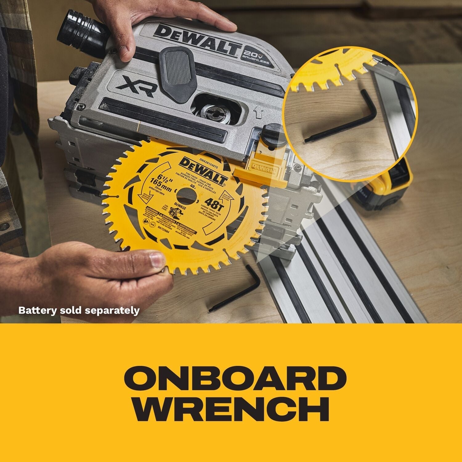 DEWALT 20V XR Cordless 6-1/2-in Track Saw + Guide Rail Track Bundle (DCS525ST)