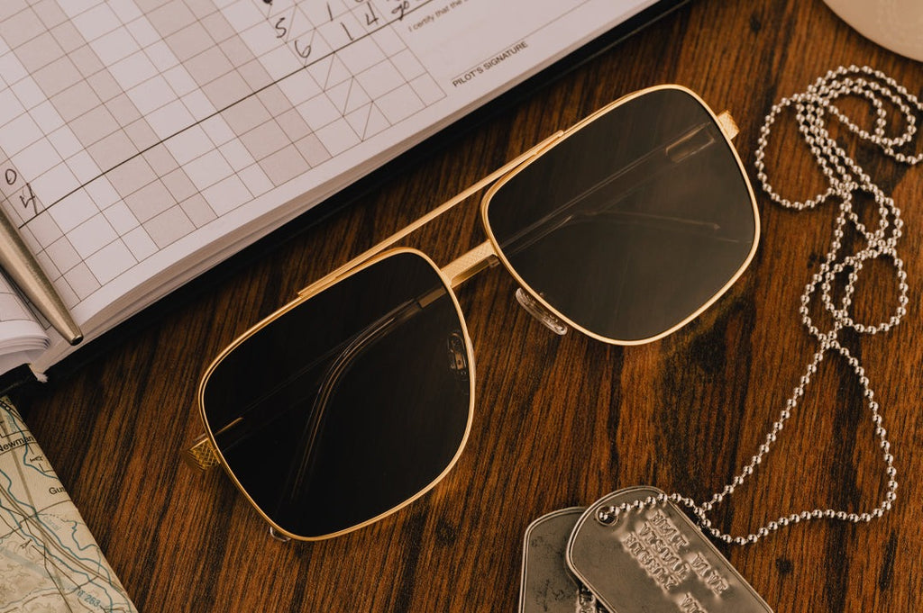 Heat Wave Nimitz Gold Frame Black Lens Sunglasses