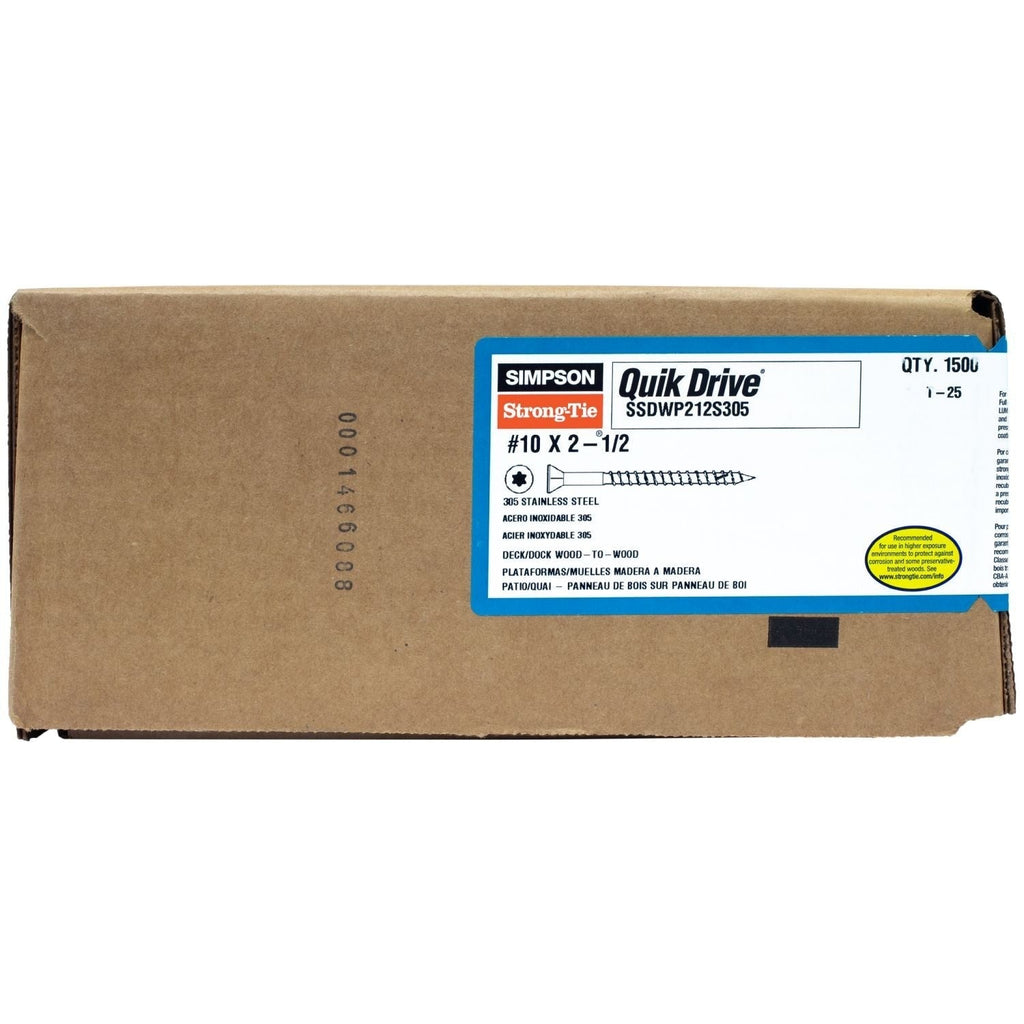 Simpson Strong-Tie Deck-Drive DWP Wood SS Collated Screw, #10 x 2-1/2-in. T25 6-Lobe Type 305, 1500-Pack (SSDWP212S305)