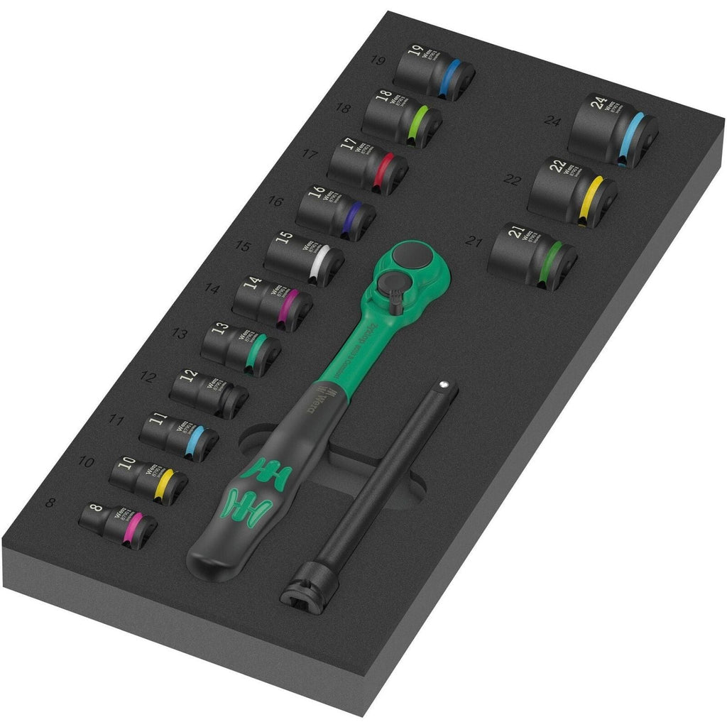 Wera 9724 Foam Insert 8010 B Zyklop Comfort Ratchet Set 1, 3/8", 16-Pieces