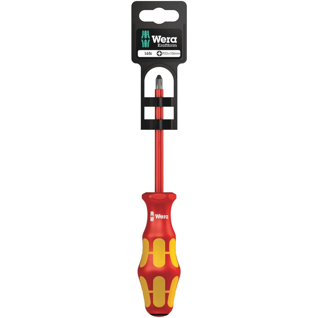 Wera 165 I Pz SB VDE Insulated Screwdriver For Pozidriv Screws, Pz 2x100-mm.