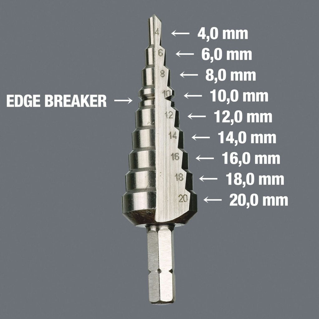 Wera 843 Stepped Drill Bit, 4-20-mm., 75-mm.