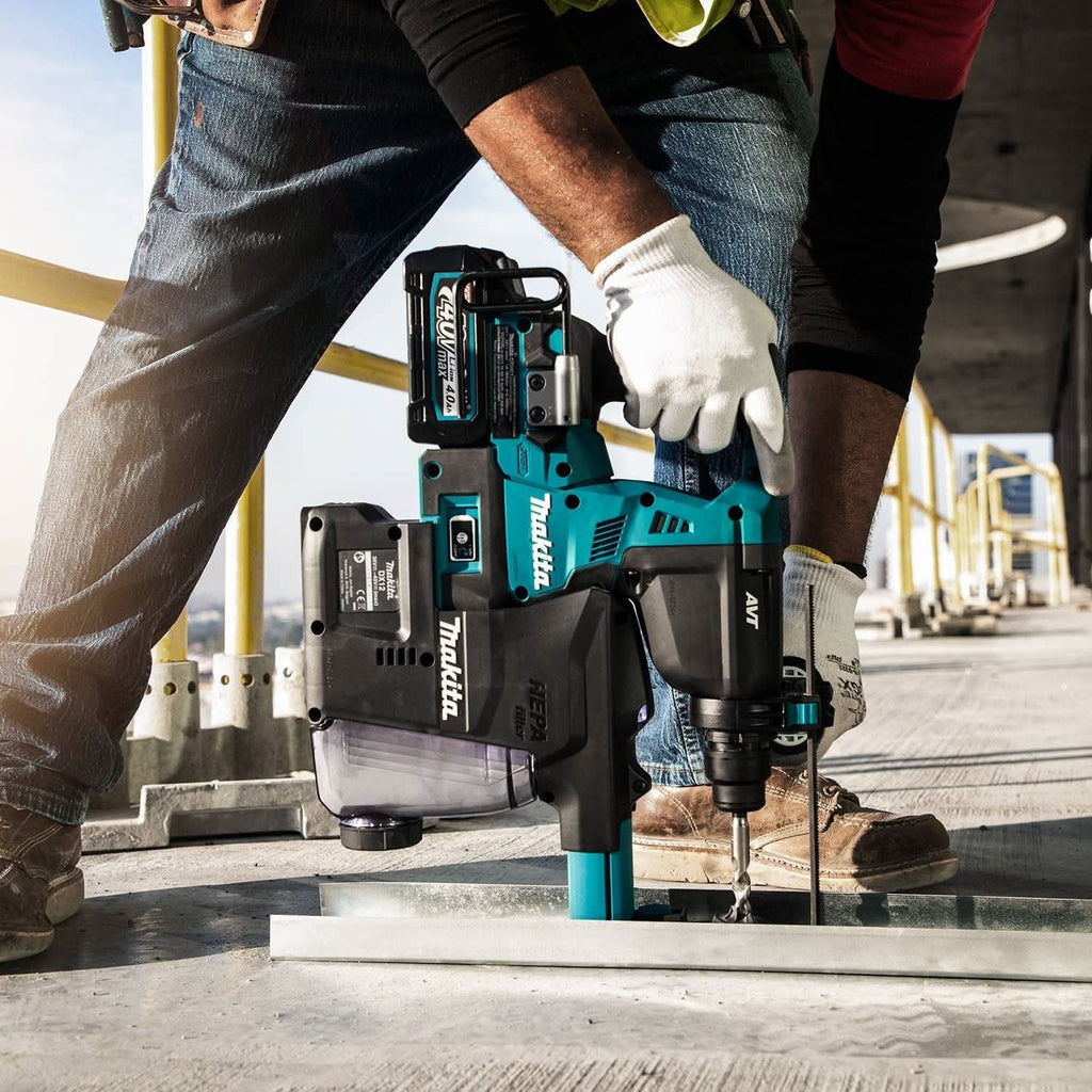 Makita GRH01M1W 40V max XGT Brushless Cordless 1-1/8" SDS-PLUS AVT Rotary Hammer Kit w/ Dust Extractor, AFT, AWS Capable (4.0Ah)