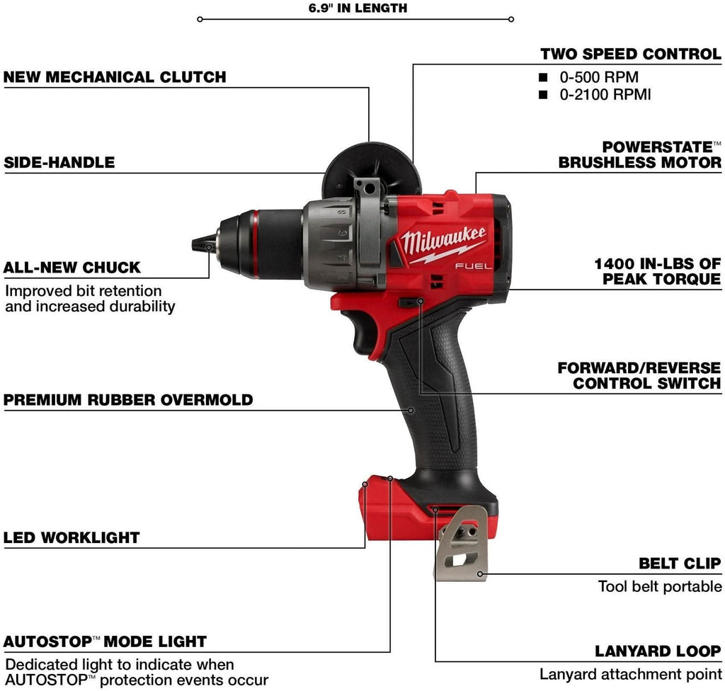 Milwaukee 2904-20 M18 FUEL 1/2-in. Hammer Drill/Driver, Tool Only