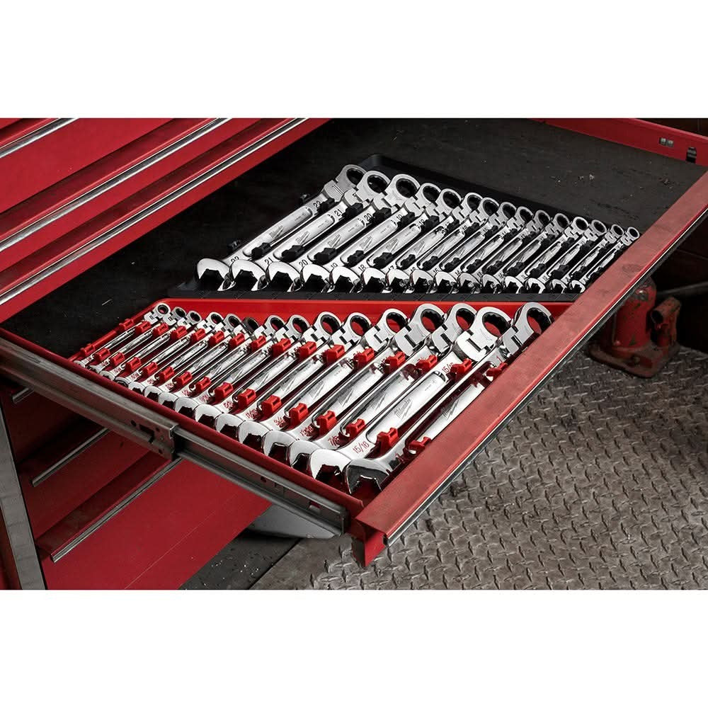 Milwaukee 48-22-9413 SAE Flex Head Ratcheting Combination Wrench, 15-Pieces