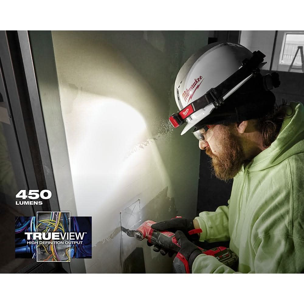 Milwaukee 2012R Rechargeable 450-Lumens Magnetic Headlamp with Task Light
