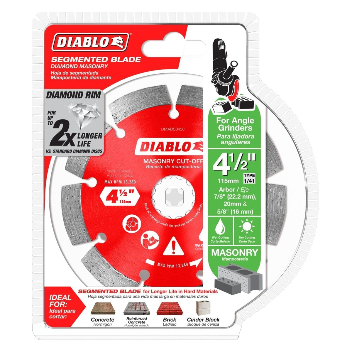 Diablo DMADS0450 4-1/2 Inch Diamond Segmented Cut-Off Discs for Masonry