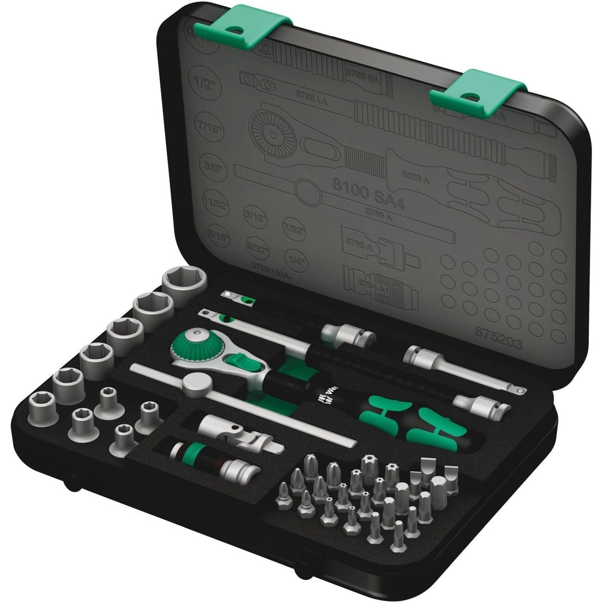 Wera 8100 Sa 4 Zyklop Speed Ratchet Set, 1/4-in. Drive, Imperial, 41-Pieces