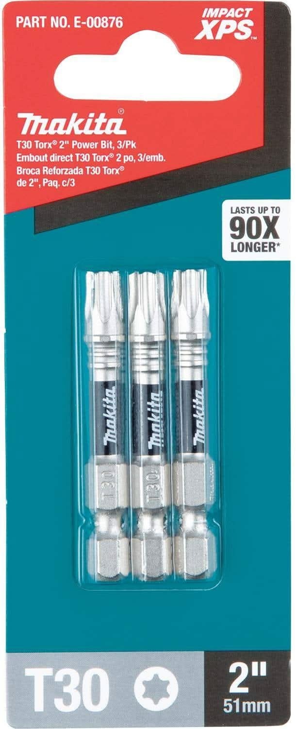 Makita E-00876 Impact XPS T30 Torx 2" Power Bit, 3/pk