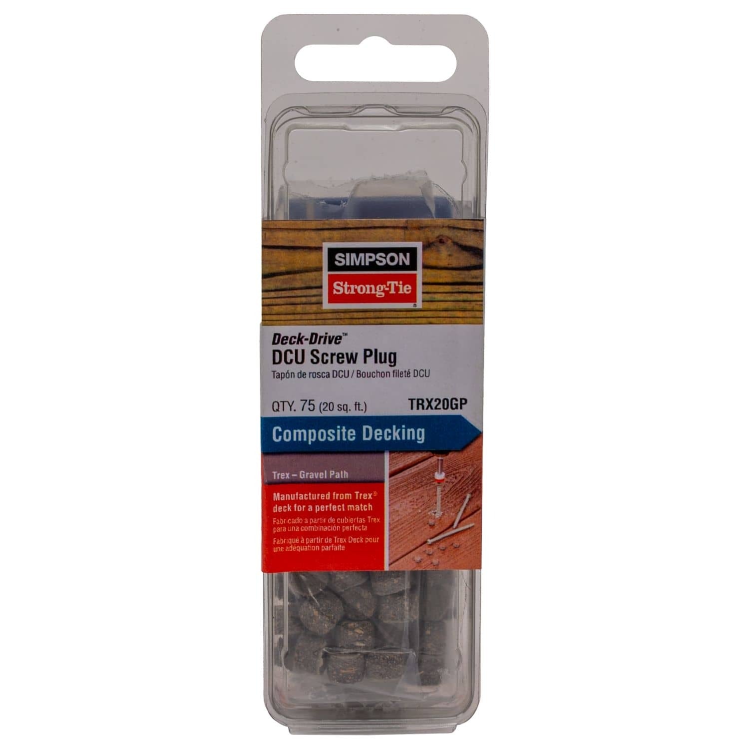 Simpson Strong-Tie TRX20GP Deck-Drive DCU Screw Plug, Trex Gravel Path, 75-Pack