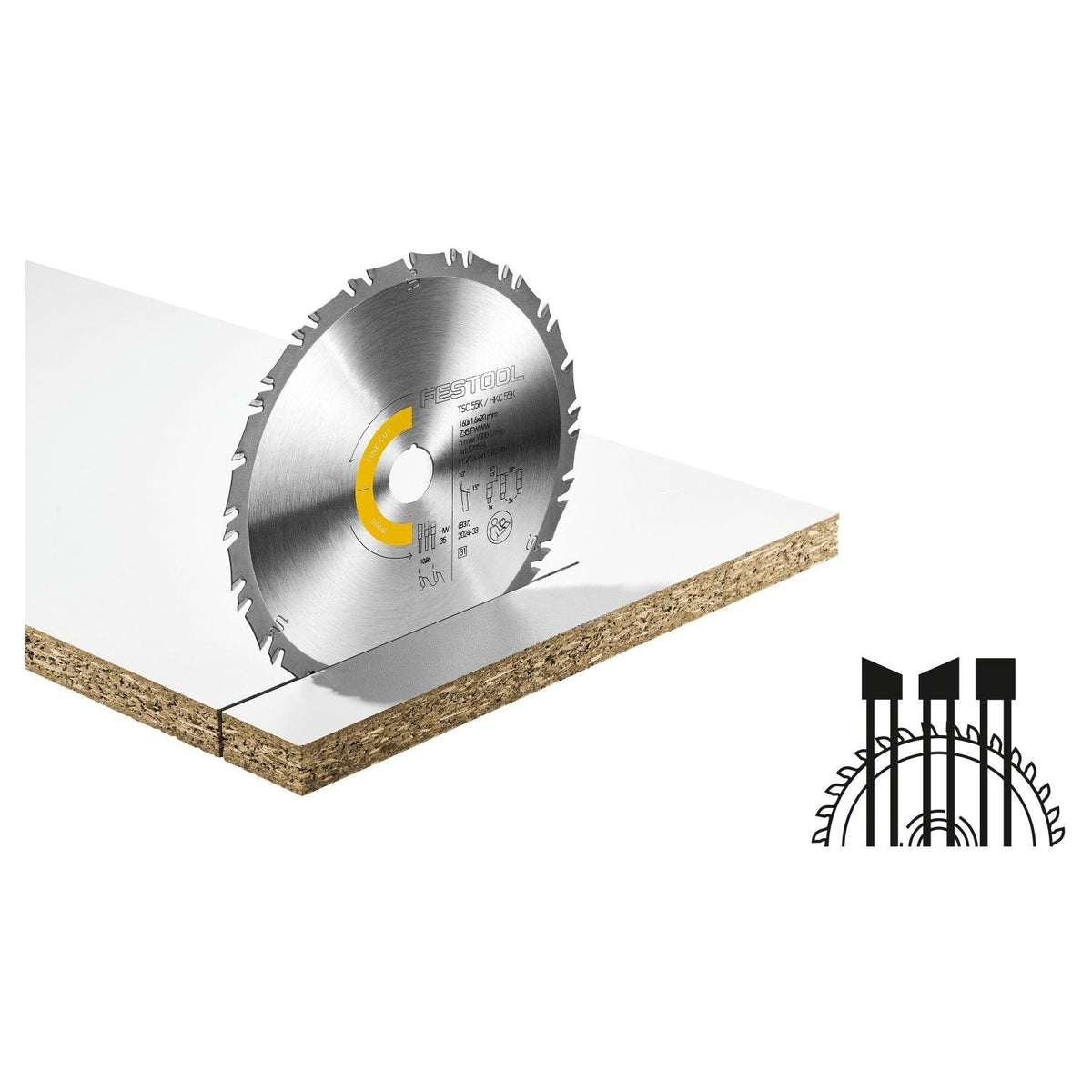 Festool Wood Fine Cut Saw Blade, 35-Tooth x 160mm for TSC 55 / HKC 55 Track Saws (578590)