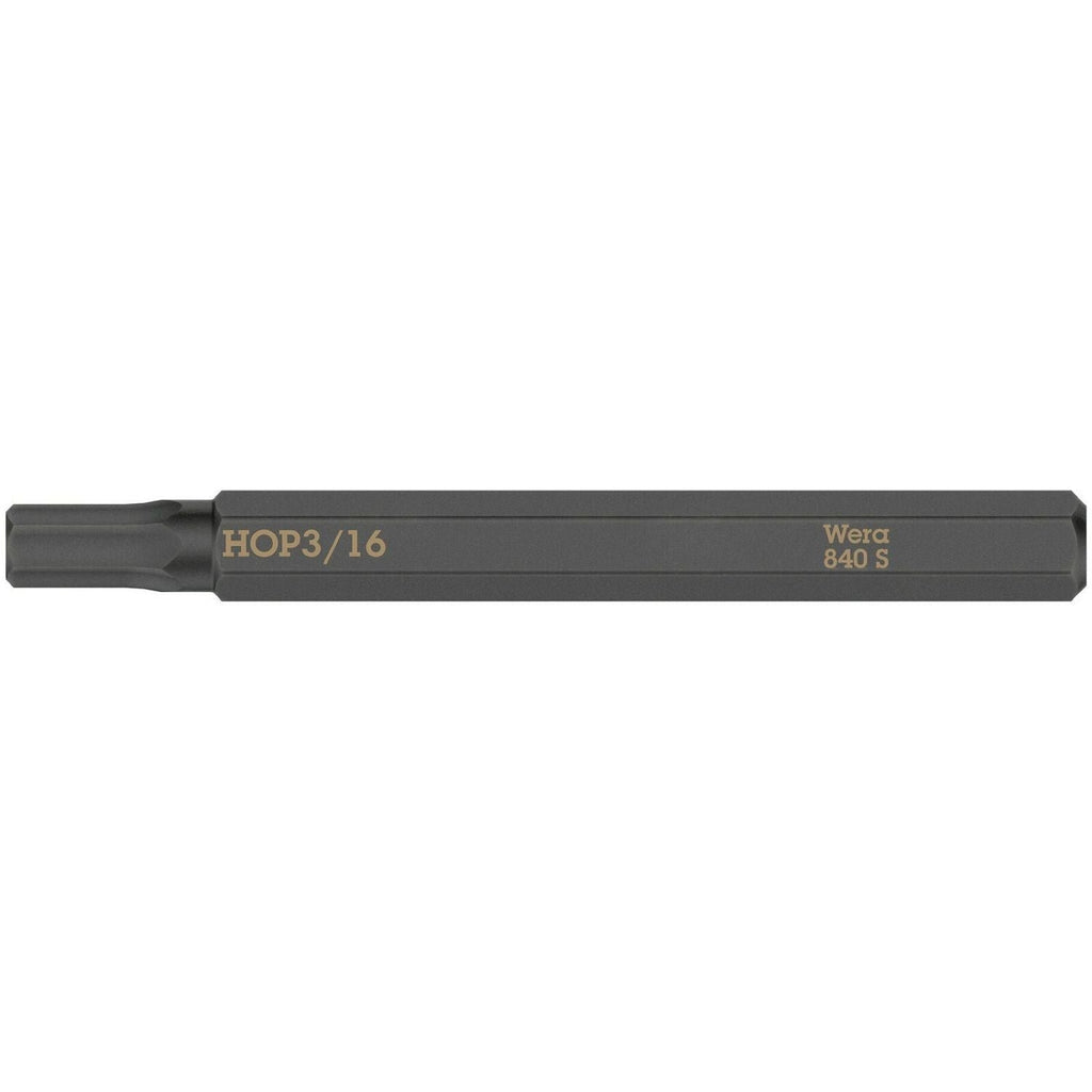Wera 840 S Hex-Plus Bit For Impact Screwdrivers, 3/16-in.x70-mm.