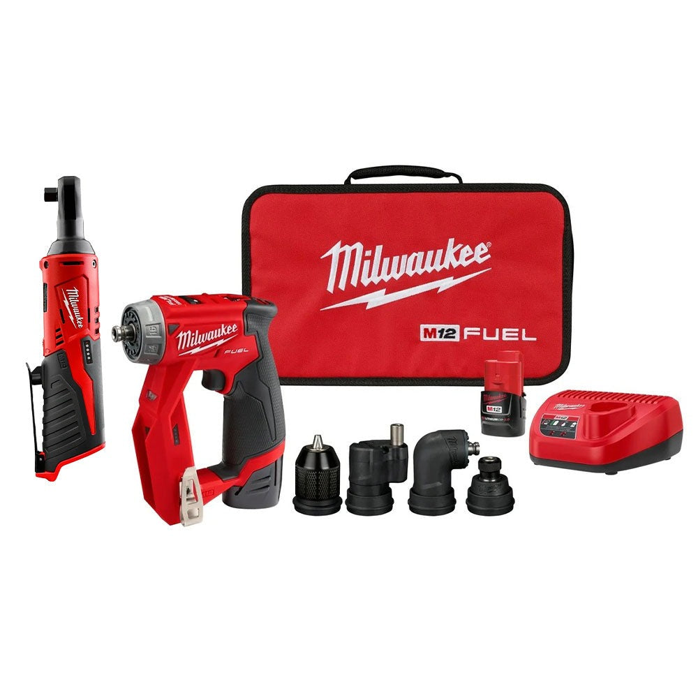 Milwaukee 2505-22 M12 FUEL Brushless Installation 5-in-1 Drill / Driver with 3/8" Ratchet 2.0Ah Combo Kit
