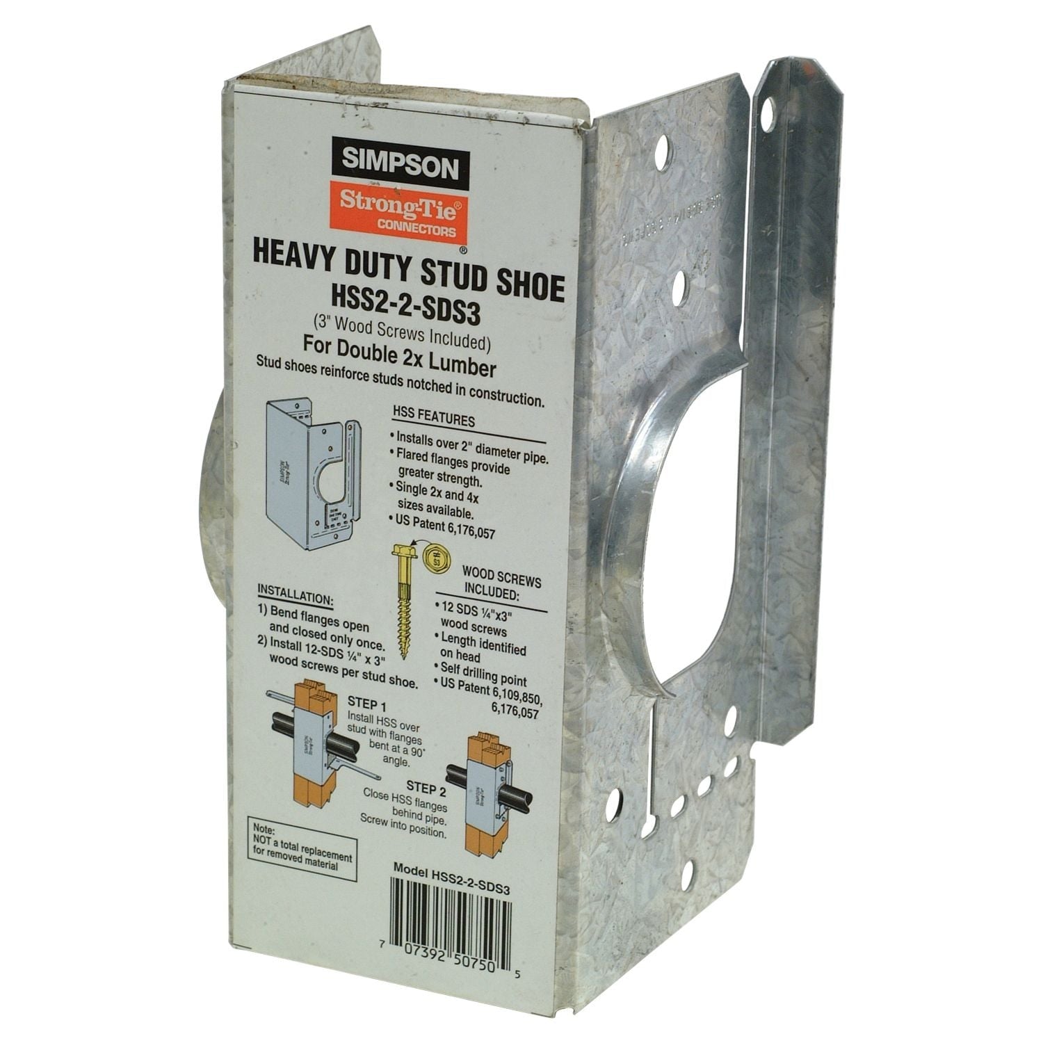 Simpson Strong-Tie HSS2-2-SDS3 HSS Galvanized Stud Shoe for Double 2x, with Strong-Drive SDS Screws