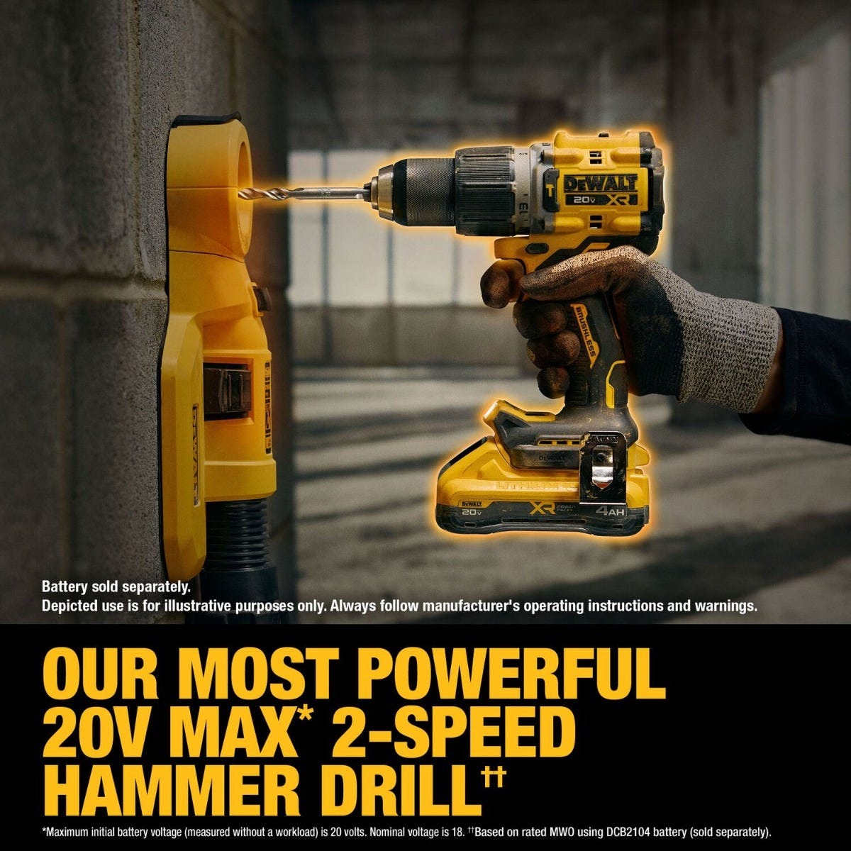 DeWALT DCD806B 20V MAX XR Brushless Cordless 1/2-in. Hammer Drill w/ POWERSTACK 3.5Ah Battery & Charger Starter Kit
