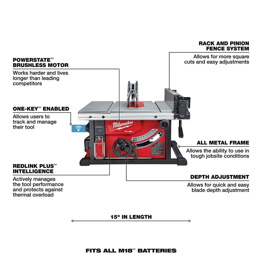 Milwaukee 2736-21HD M18 FUEL 8-1/4-Inch Table Saw with One-Key 12.0Ah HD Kit