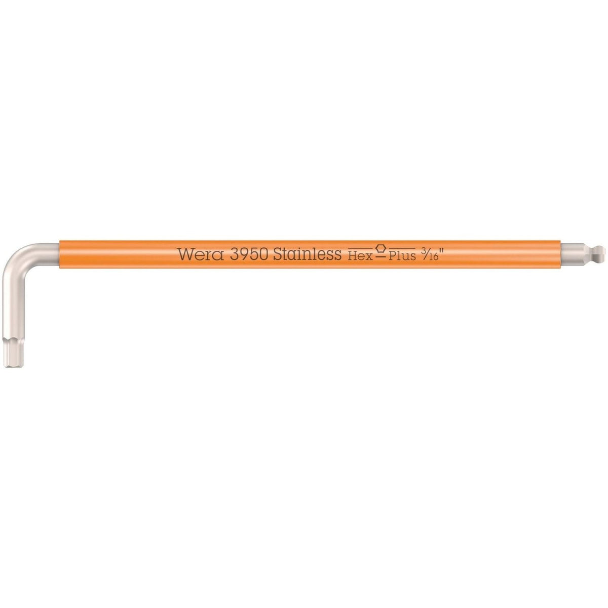 Wera 3950 Spkl Multicolour Imperial L-Keys, Imperial, Stainless, 3/16-in.x154-mm.