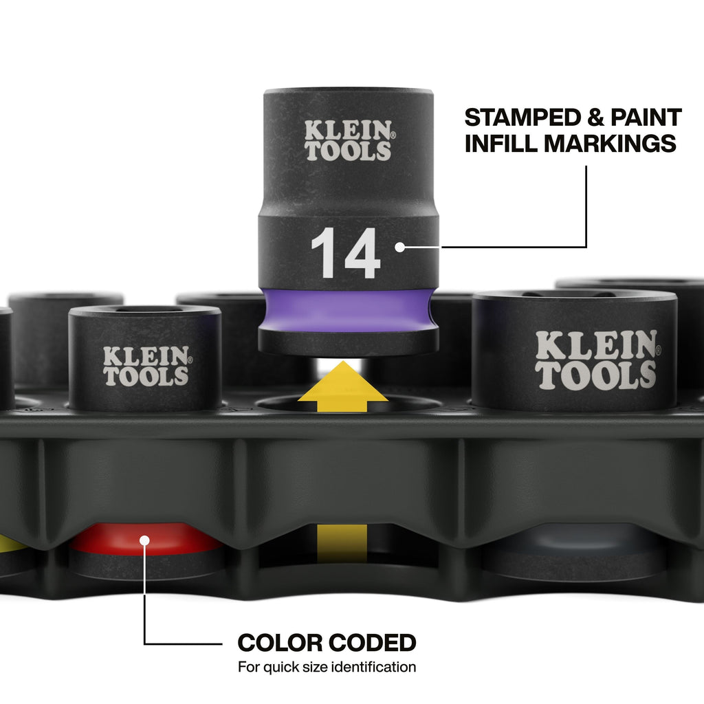 Klein 33809M Grab-And-Go Impact Socket Set, Metric, 10-Piece