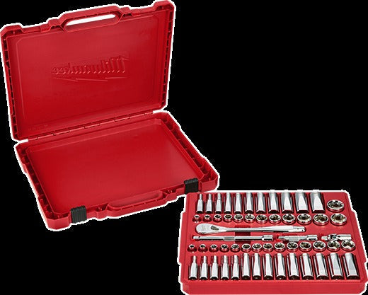 Milwaukee 48-22-9010 1/2" Drive 47-Piece SAE/Metric Ratchet And Socket Set and 3/8" Drive 56-Piece Ratchet & Socket Set