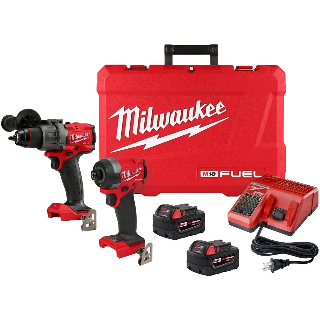 Milwaukee 3697-22 M18 FUEL Gen4 1/2-in. Hammer Drill and 1/4-in. Hex Impact Driver Combo Kit with PACKOUT Tool Case with Customizable Insert