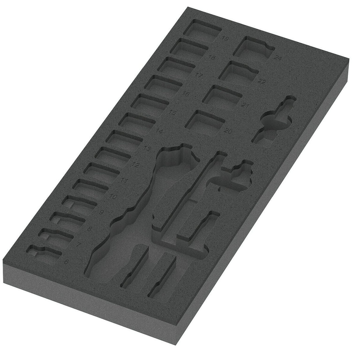Wera 9821 Foam Insert 8000 B Zyklop 3/8-in. Ratchet Set 1, Empty, 172x30x392-mm.