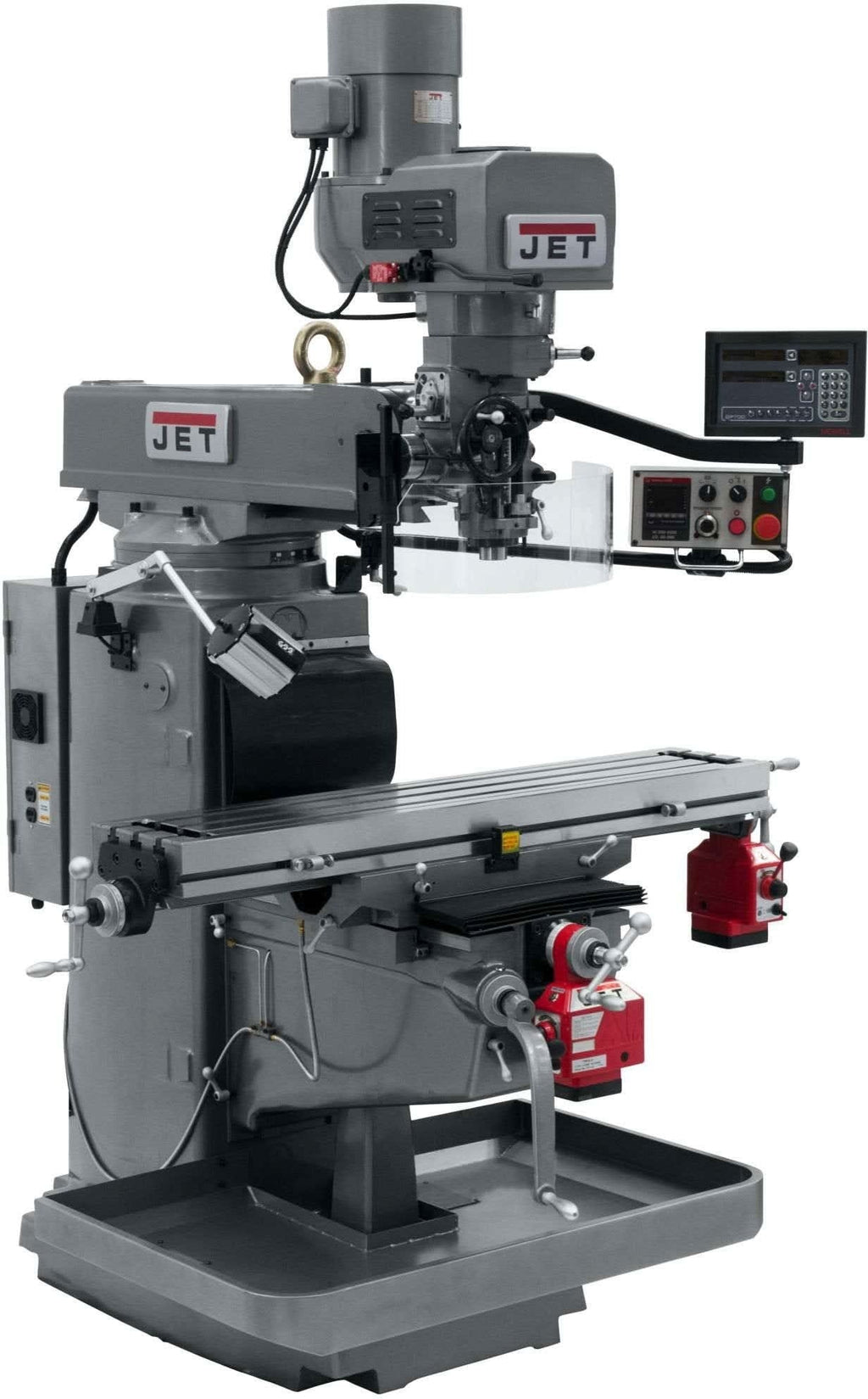 Jet Tools 690646 JTM-1050EVS2/230 Mill With 3-Axis Newall DP700 DRO (Quill) With X and Y-Axis Powerfeeds