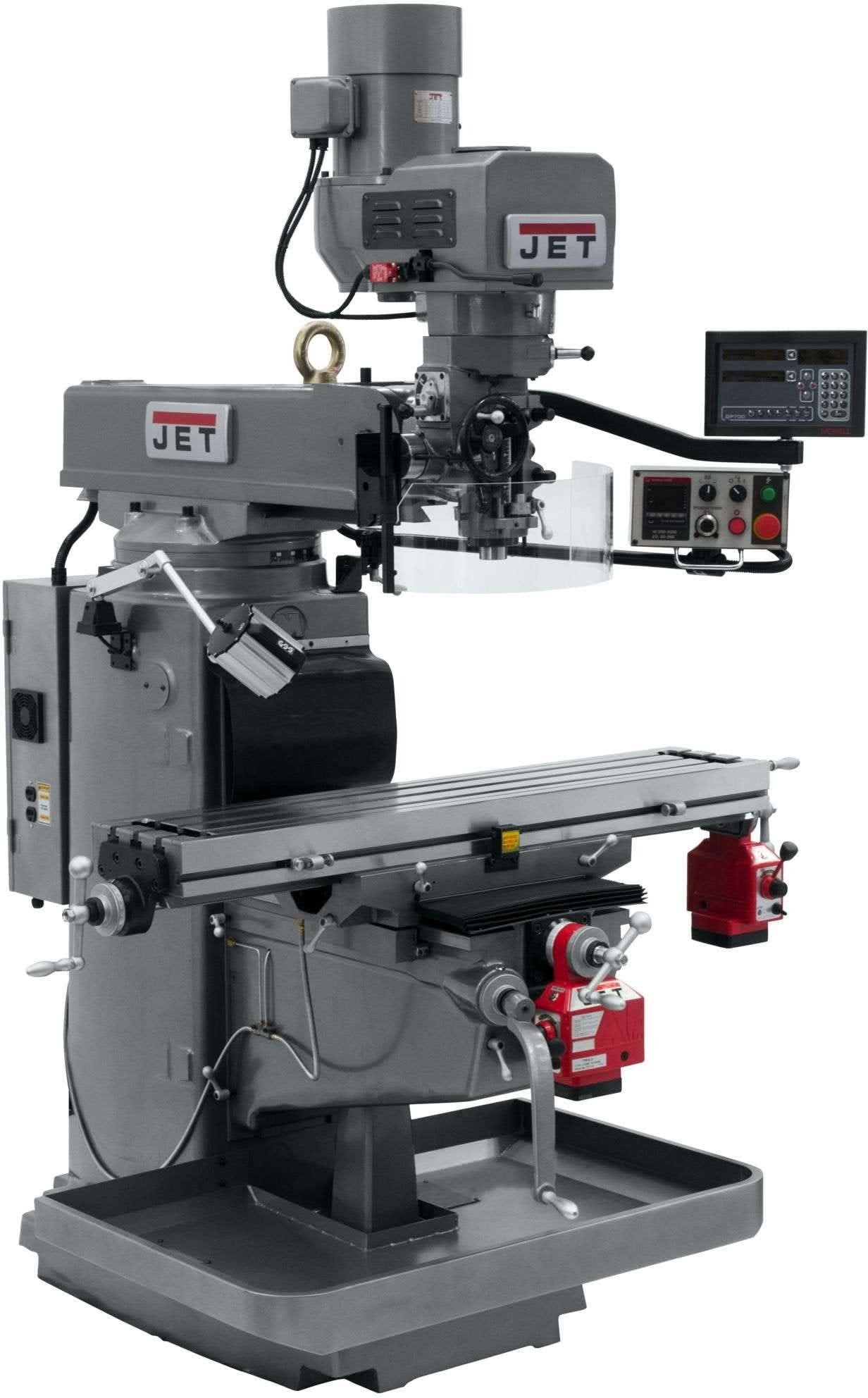 Jet Tools 690646 JTM-1050EVS2/230 Mill With 3-Axis Newall DP700 DRO (Quill) With X and Y-Axis Powerfeeds