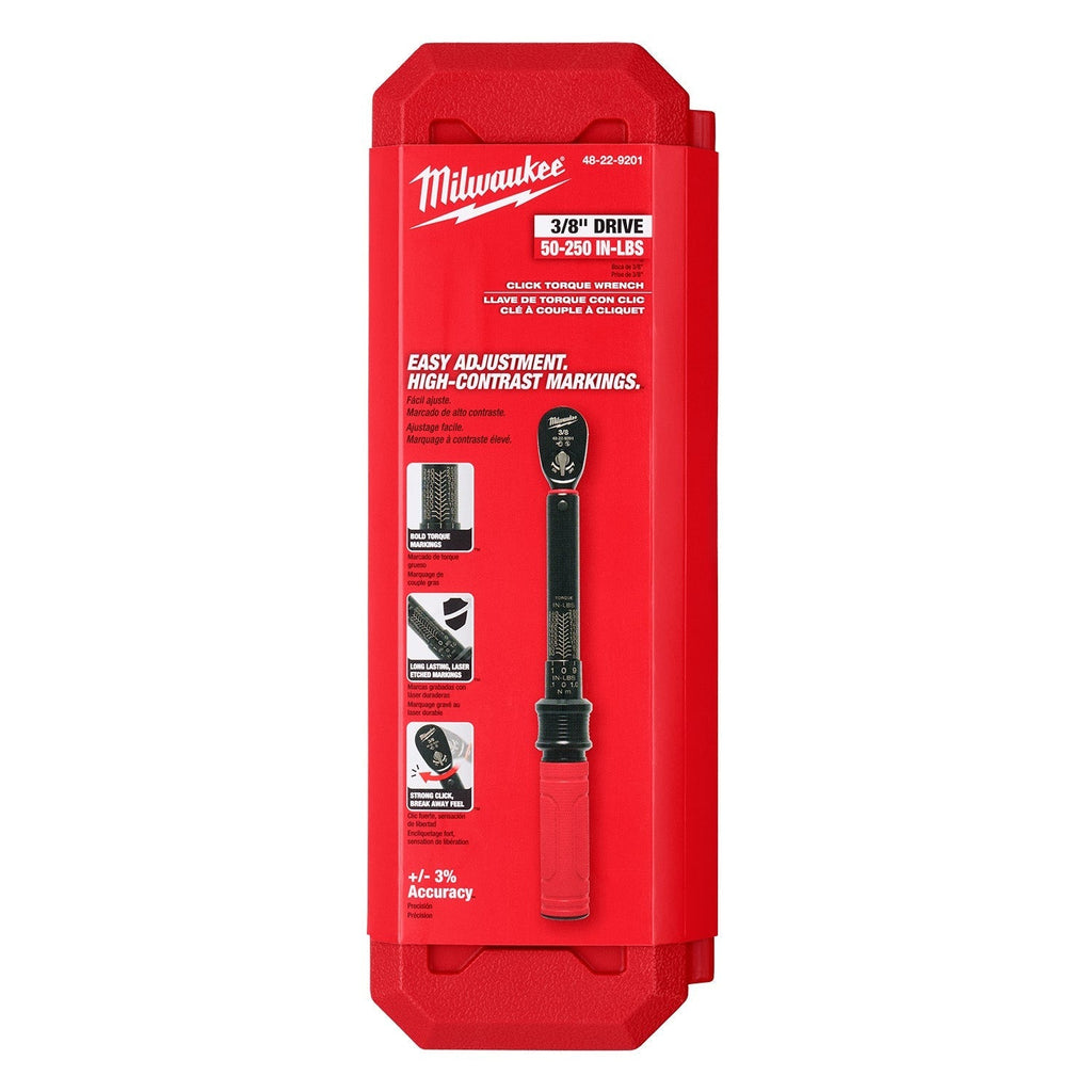 Milwaukee 48-22-9201 3/8-in. Drive Click Torque Wrench, 50-250 in·lb