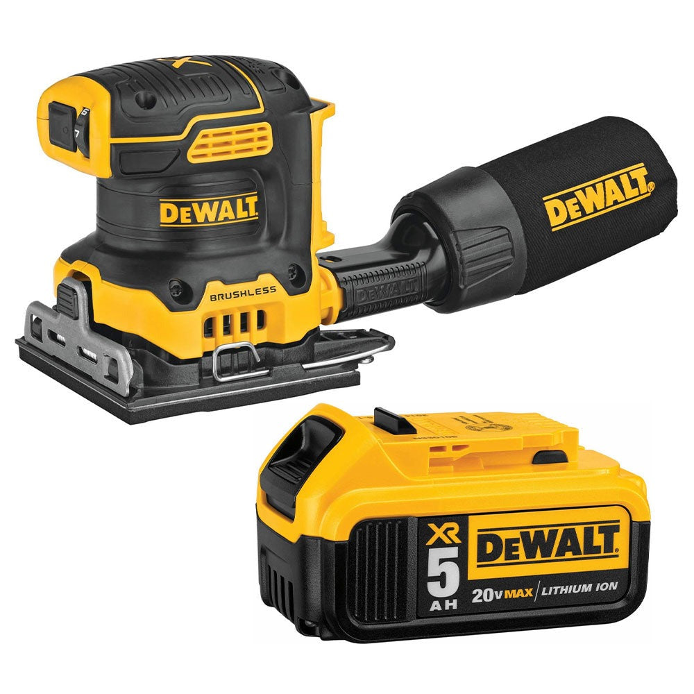 DeWalt DCW200B 20V MAX XR Brushless 1/4-Sheet Cordless Sander w/ 5.0Ah Battery