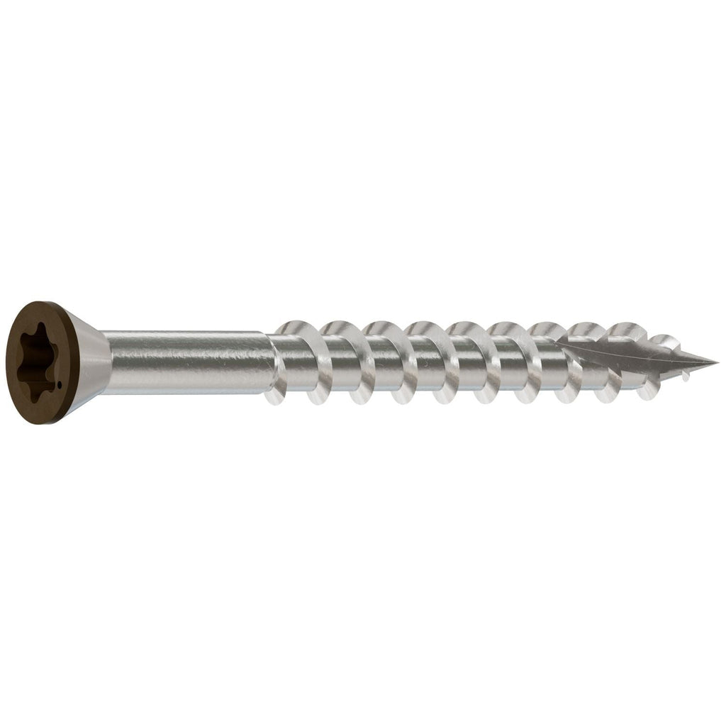 Simpson Strong-Tie T07162FT70BR01 Trim-Head Screw, 6-Lobe Drive, #7 x 1-5/8-in. T-15 Type 316, Brown 01, 70-Pack