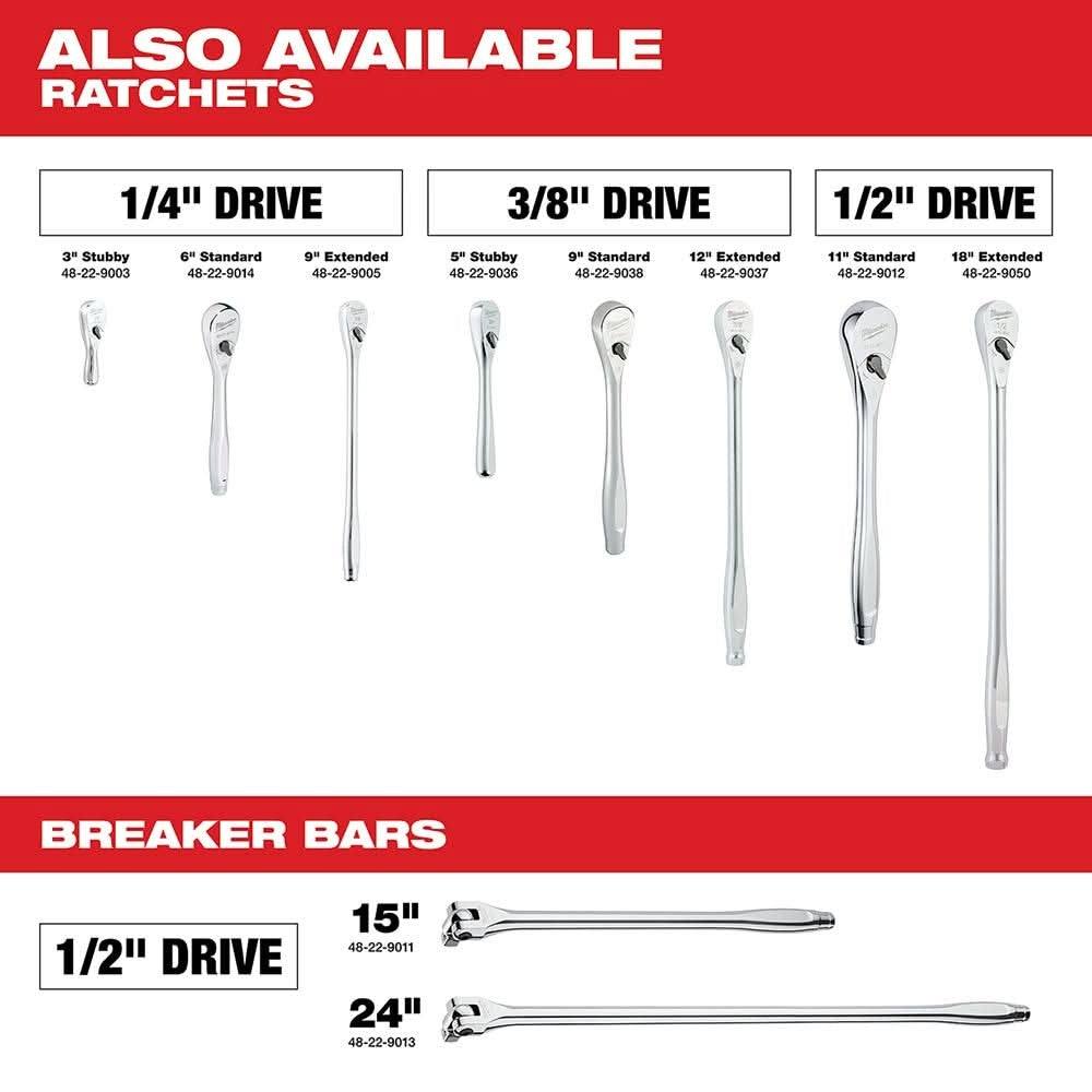 Milwaukee 48-22-9410 1/2" Drive 22-Piece SAE Ratchet & Socket Set